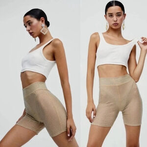 For Love & Lemons Kiara Mesh Rhinestone Biker Short | NEW | XS